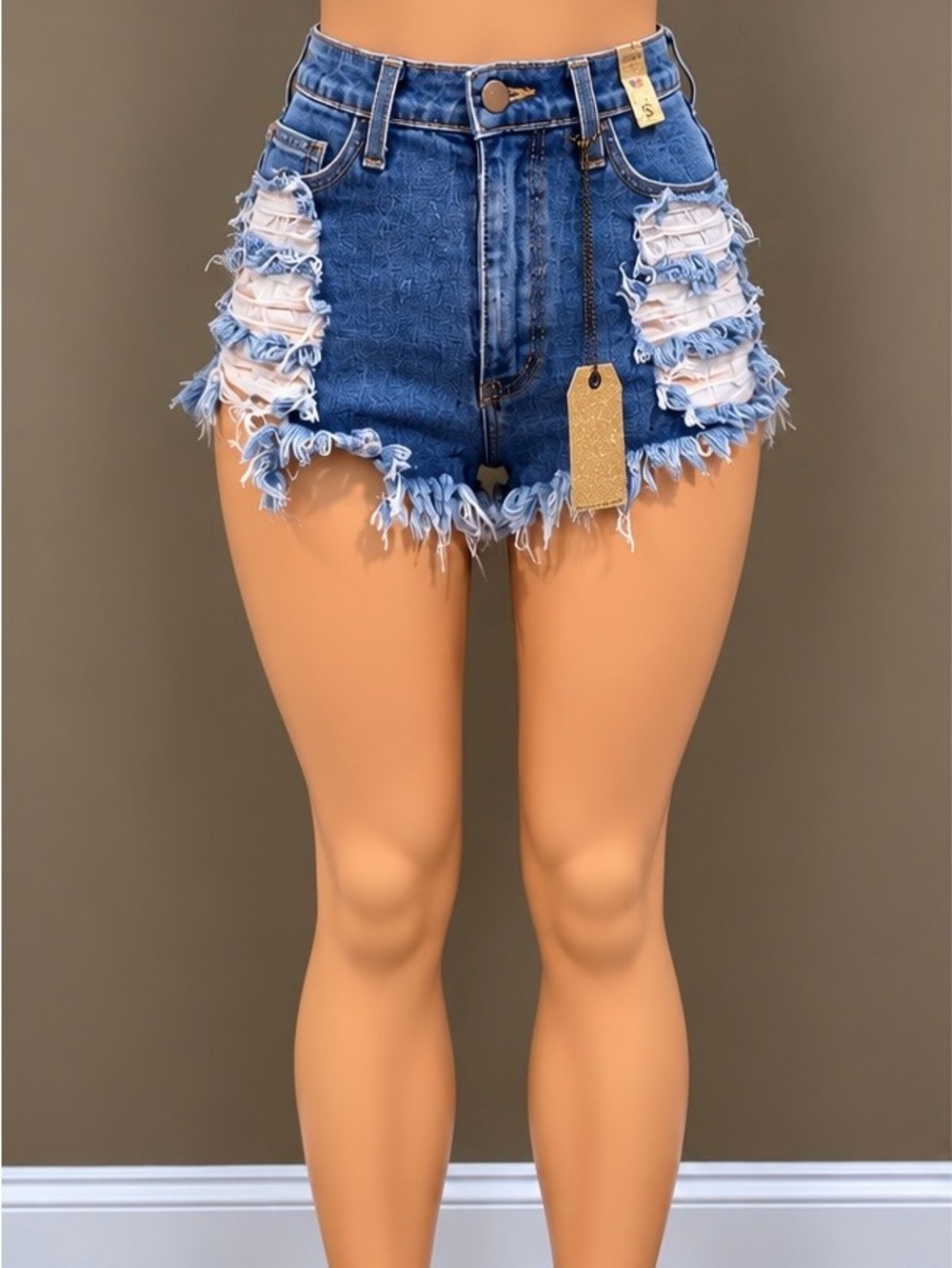 Vibrant MIU High Rise Distressed Cutoff Denim Jean Shorts Frayed NWT Small